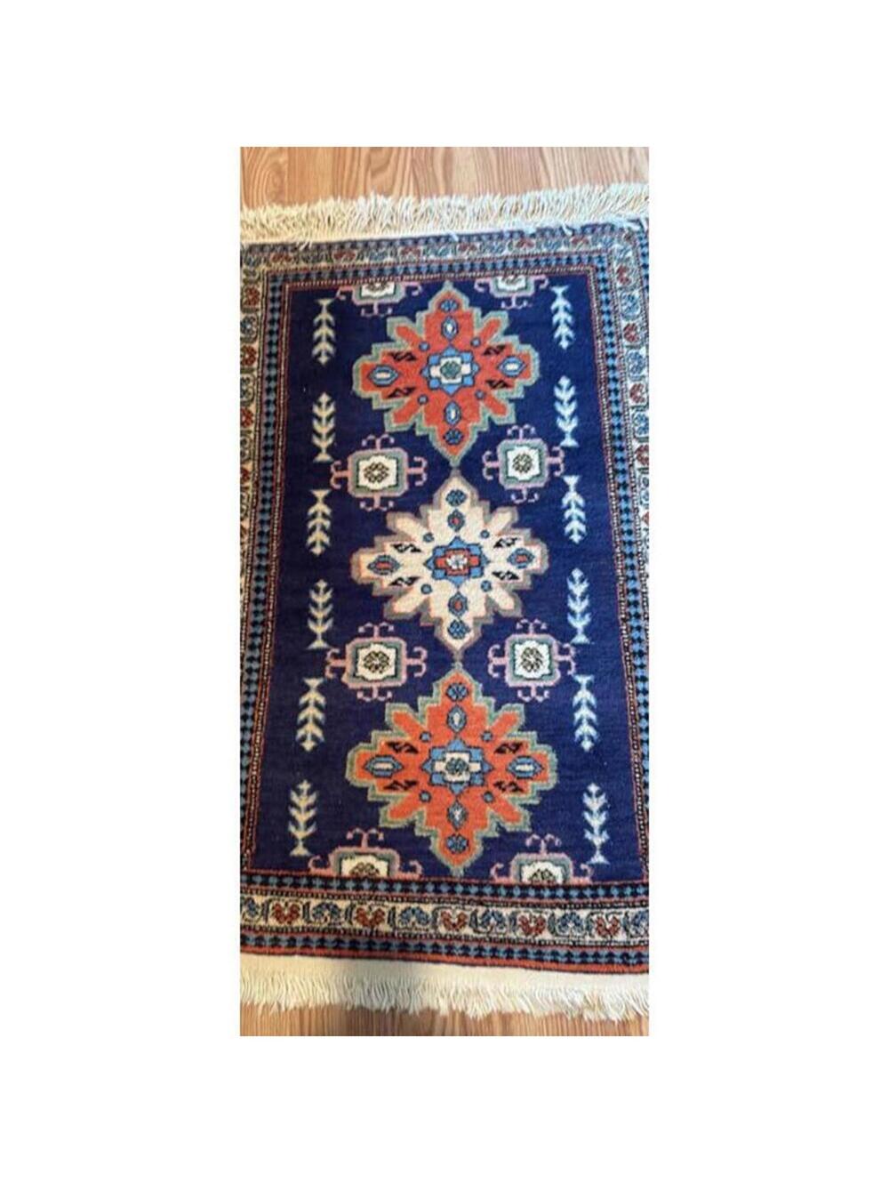 Small Persian Style Accent Rug 2x3 Blue Geometric Medallion Area Rug - Picture 2 of 4